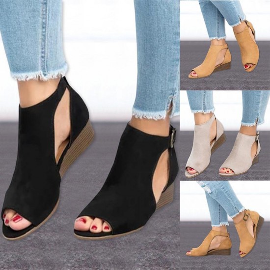 Shoes - Women's Peep Toe Chunky Shoes