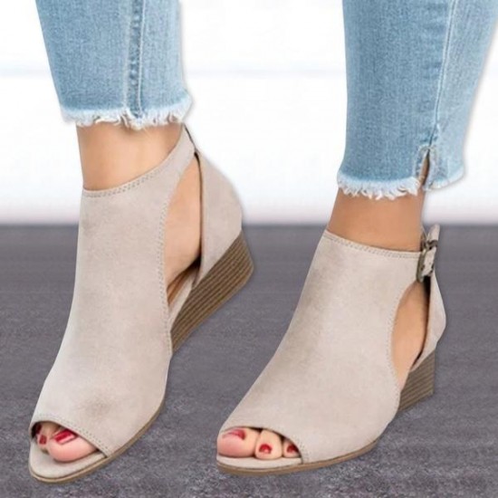 Shoes - Women's Peep Toe Chunky Shoes