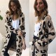 Women's Clothing - Autumn Winter Leopard Print Long Cardigans