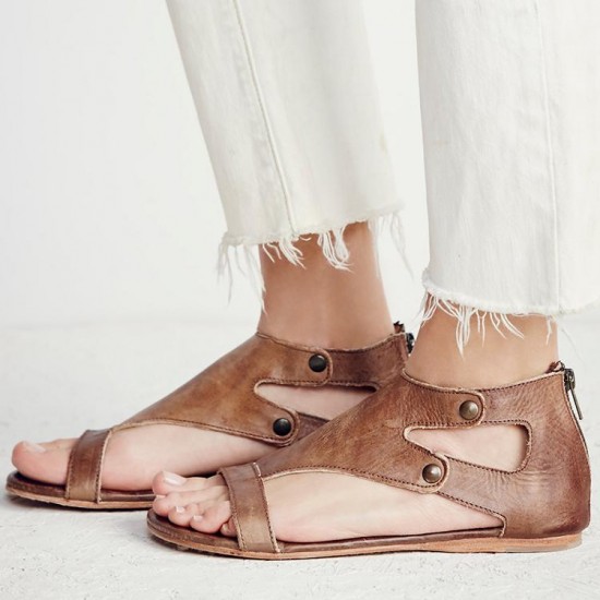 Women's Shoes - Roman Gladiator Summer Ankle Strap Flat Sandals
