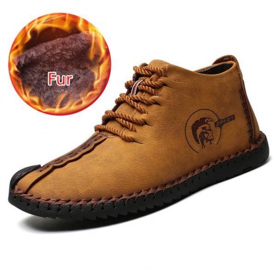 Shoes - Fashion Men's High Quality Leather Plush Lining Casual Boots