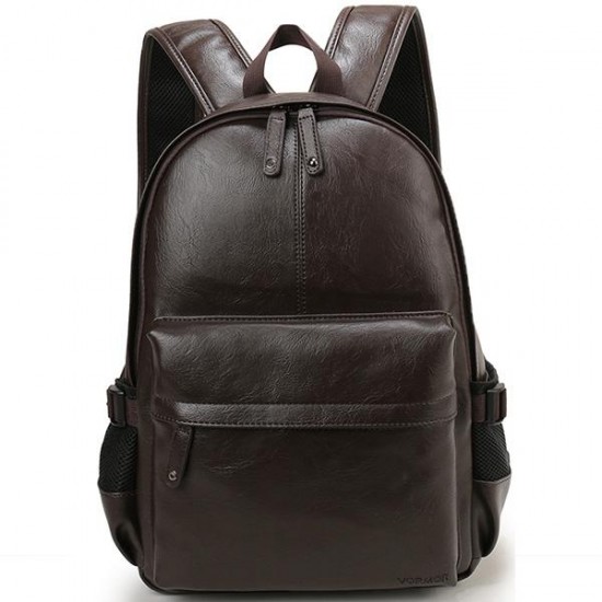 Men Leather School Backpack Bag Fashion Waterproof Travel Bag