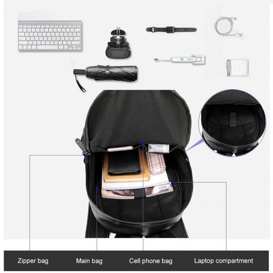 Men Leather School Backpack Bag Fashion Waterproof Travel Bag