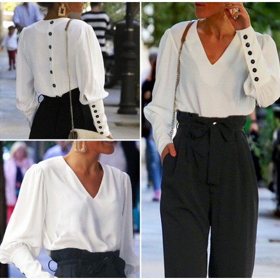 Women's Clothing - Women's Fashion Vneck Blouse