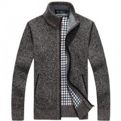 New Autumn Winter Men Warm Cashmere Casual Wool Zipper Slim Fit Fleece Jacket
