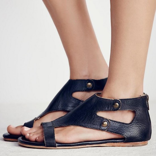 Women's Shoes - Roman Gladiator Summer Ankle Strap Flat Sandals