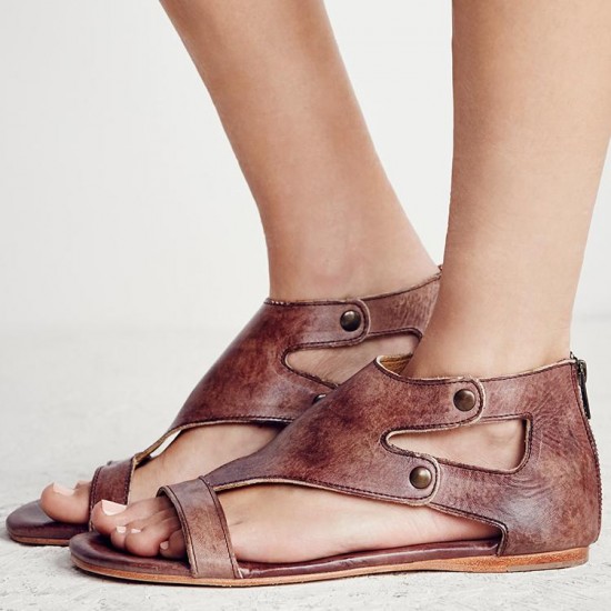 Women's Shoes - Roman Gladiator Summer Ankle Strap Flat Sandals