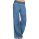 Women's Clothing - Plus Size Women Denim Wide Leg Pants
