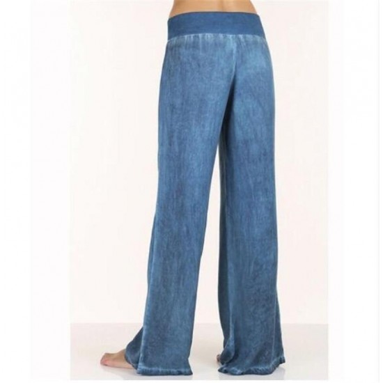 Women's Clothing - Plus Size Women Denim Wide Leg Pants