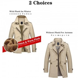 2021  Warm Fleece Outwear Windbreaker Jacket Casual Trench Coat