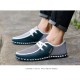 Men's Striped Lace Up Lightweight Leather Shoes